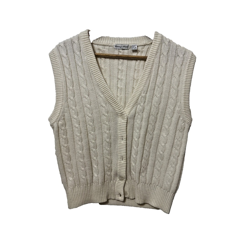 Vintage Carriage Court Womans Tennis Prep Button Up Sweater Vest Size S Academia